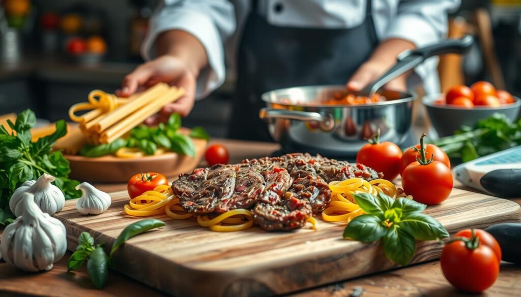 Beef Steak Pasta Preparation Beef Steak Pasta Preparation